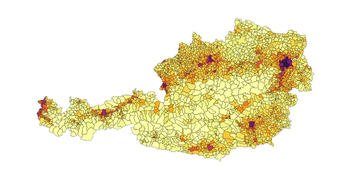 Плотность населения  в Австрия